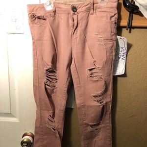 Rose colored like ripped jeans